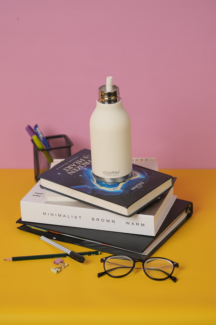 Butelka termiczna ze słomką Bestie Asobu – Niedźwiedź Polarny 460 ml