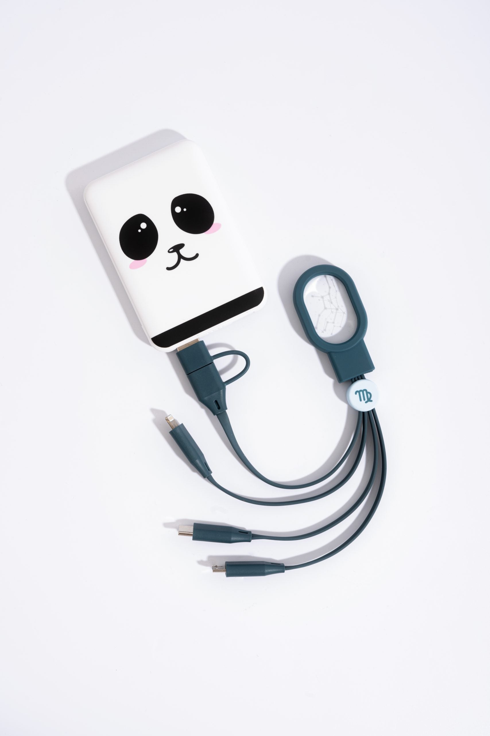 WABOBA AB kabel 5 w 1 Bliźnięta z uroczym białym etui w kształcie pandy
