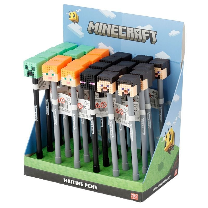 Caneta Minecraft com tampa de borracha em forma de personagem para escrever e colecionar