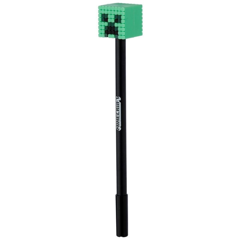 Caneta Minecraft com cabeça de trepadeira verde em corpo preto da Yamann