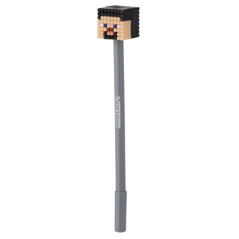Uma caneta Minecraft com motivo de cabeça de personagem pixel art de Yamann