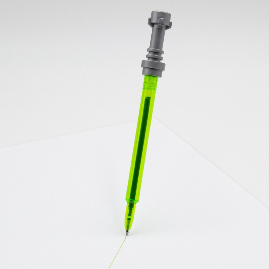 długopis żelowy LEGO Star Wars z zieloną końcówką światła i szarą rękojeścią