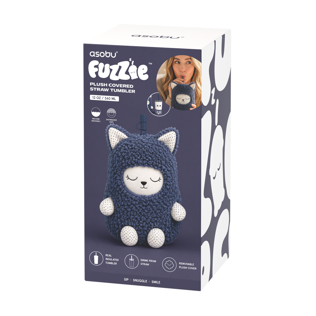Thermal bottle in a plush case Fuzzie Asobu - Cat