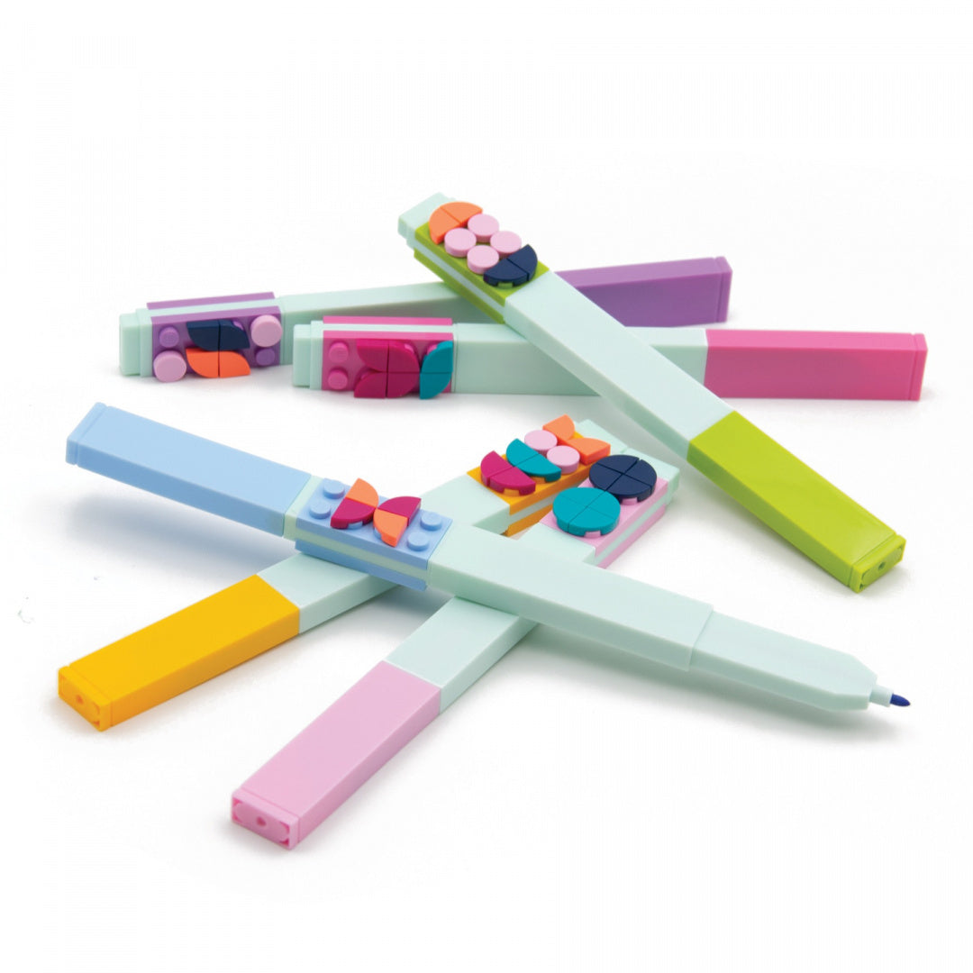 Kolorowe flamastry LEGO DOTS w pastelowych odcieniach z ozdobami kostek do kreatywnego malowania