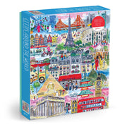 Puzzle 1000 elementów miasta z kolorowymi ilustracjami znanych zabytków i miejskich krajobrazów