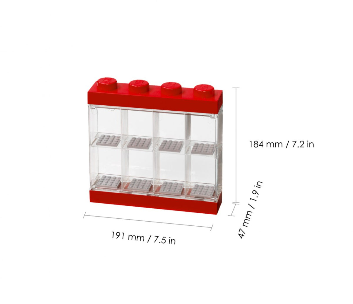 Gablotka na minifigurki LEGO BV JACOB COMPANY w czerwonym kolorze z przegródkami na 8 minifigurek