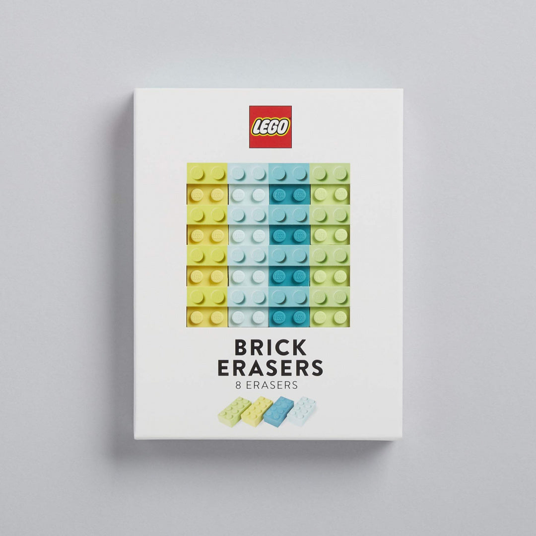 Gumki do ścierania klocki LEGO w opakowaniu z ośmioma kolorowymi gumkami w kształcie klocków