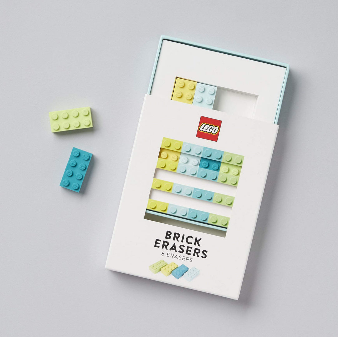 Gumki do ścierania klocki LEGO w opakowaniu BV JACOB COMPANY w pastelowych kolorach