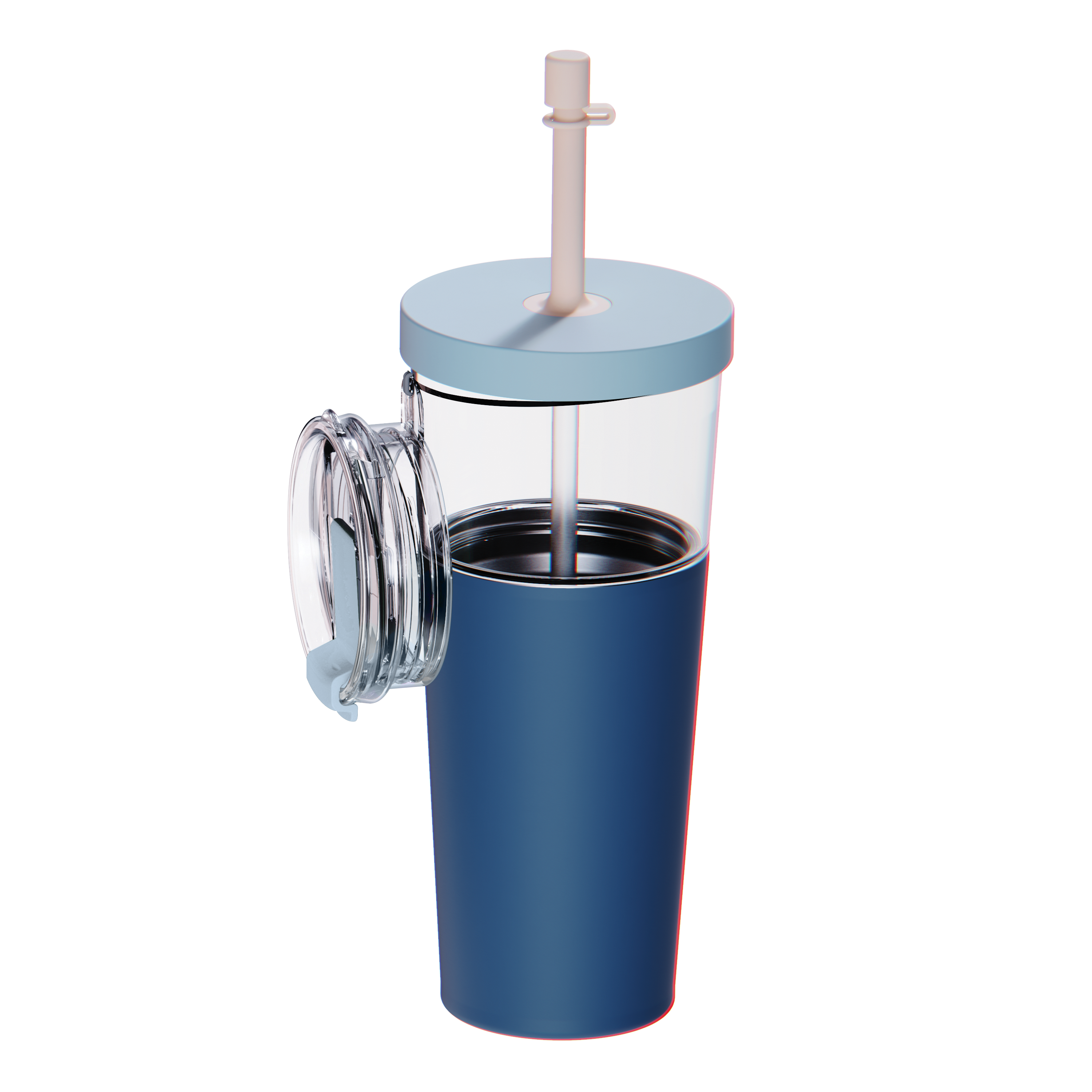 Kubek termiczny ze słomką Marina Asobu – pastel blue 850 ml