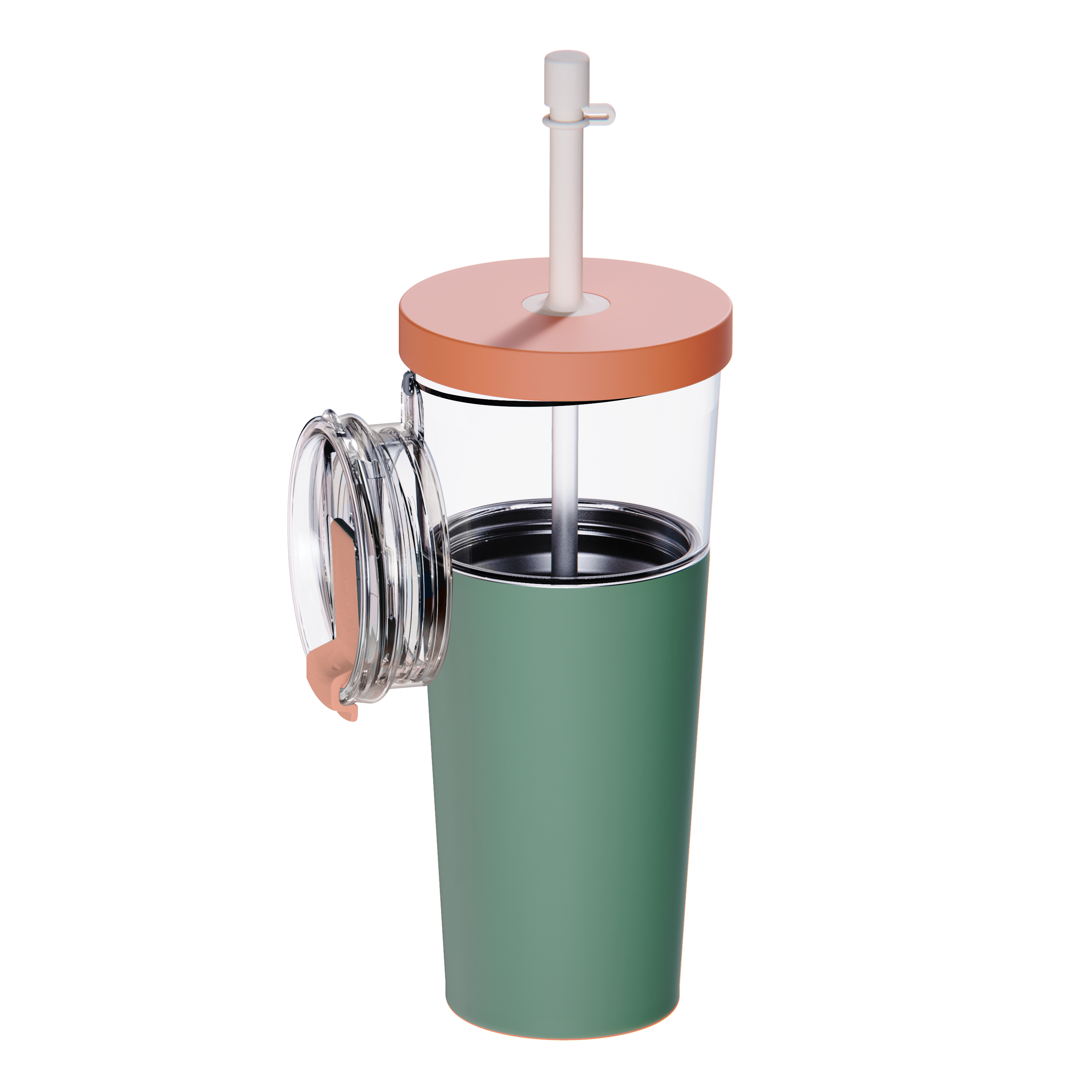 Kubek termiczny ze słomką Marina Asobu – pastel green 850 ml