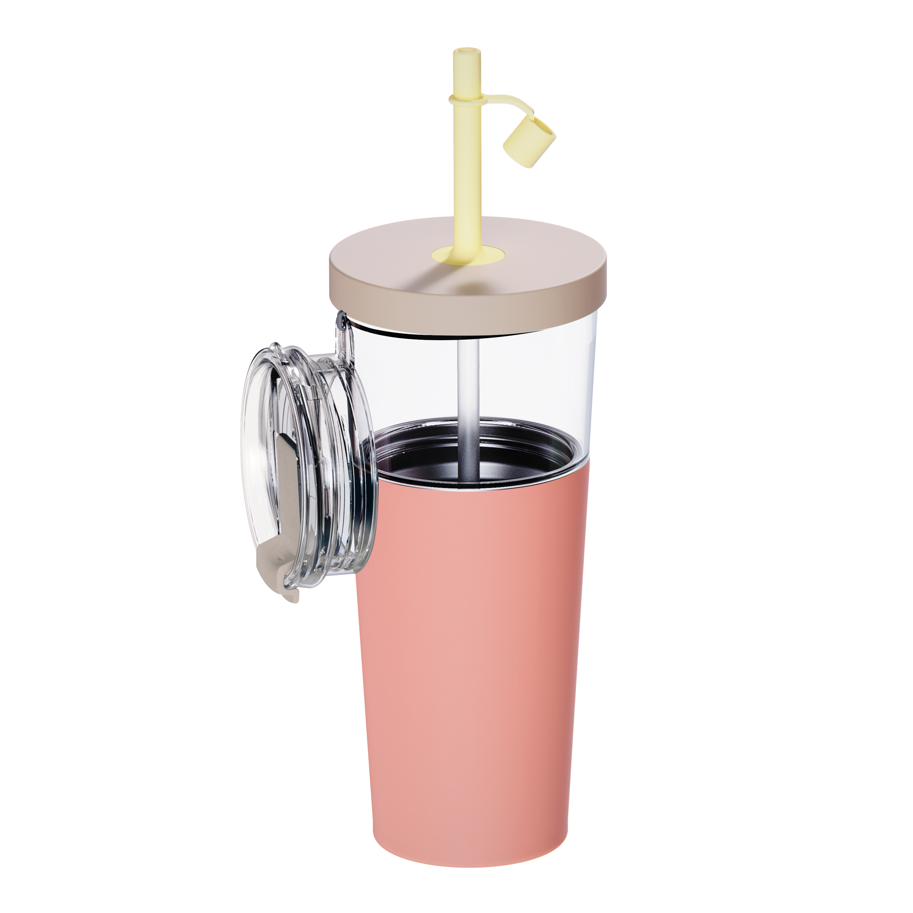 Kubek termiczny ze słomką Marina Asobu – pastel peach 850 ml