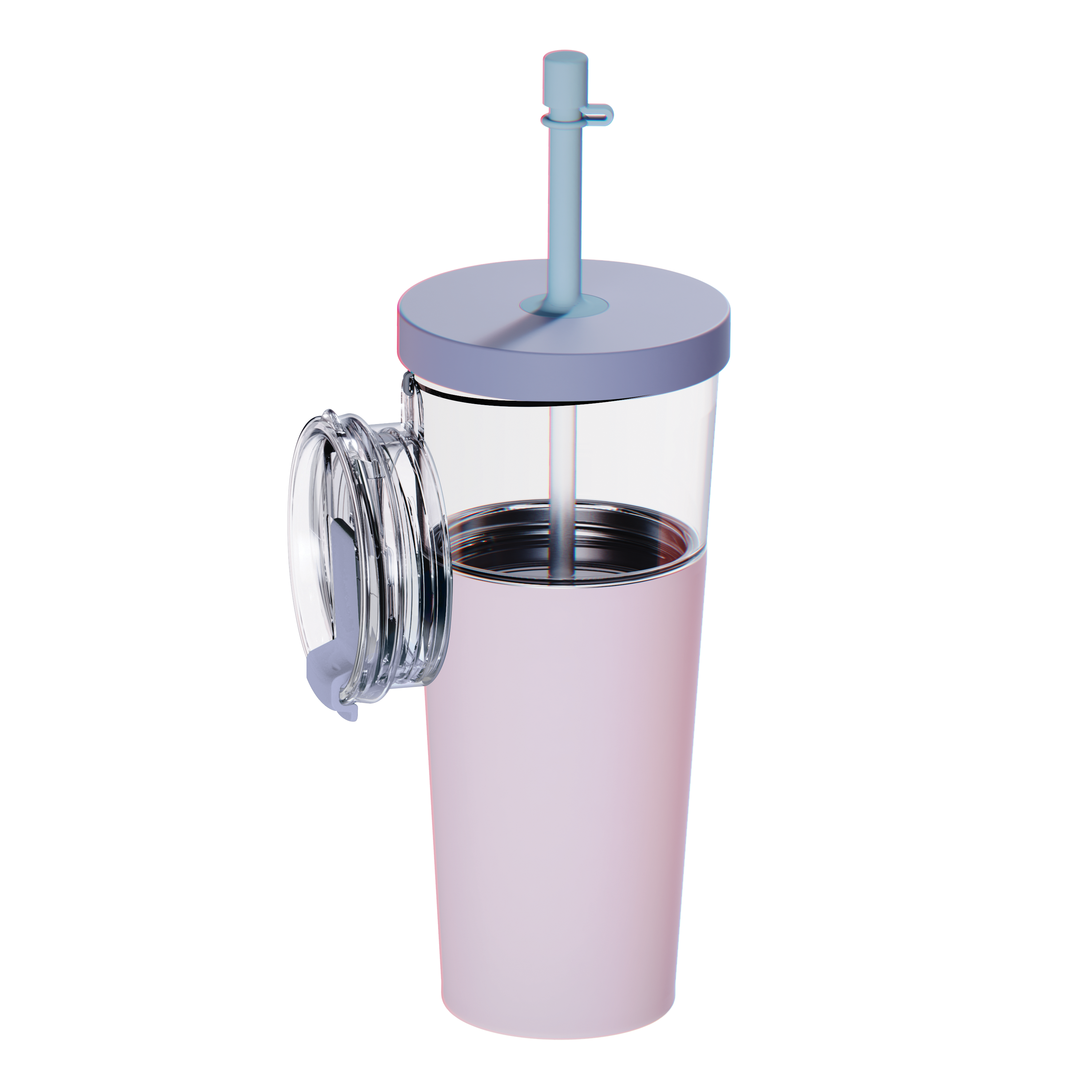 Kubek termiczny ze słomką Marina Asobu – pastel pink 850 ml