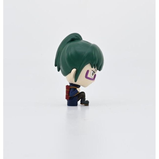 Figurka bobble head Jujutsu Kaisen z zielonymi włosami i fioletowym wzorem na twarzy