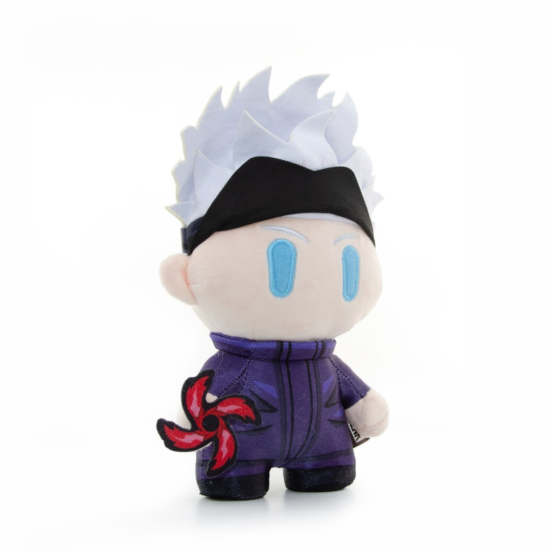 Pluszowa figurka Jujutsu Kaisen Yu Me Toys z białymi włosami i fioletowym strojem