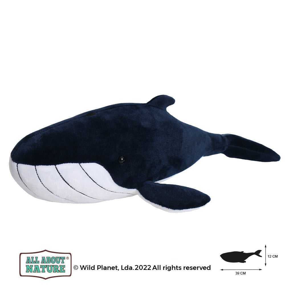 Pluszak płetwal błękitny od Wild Planet miękka ciemnoniebieska pluszowa zabawka w kształcie wieloryba