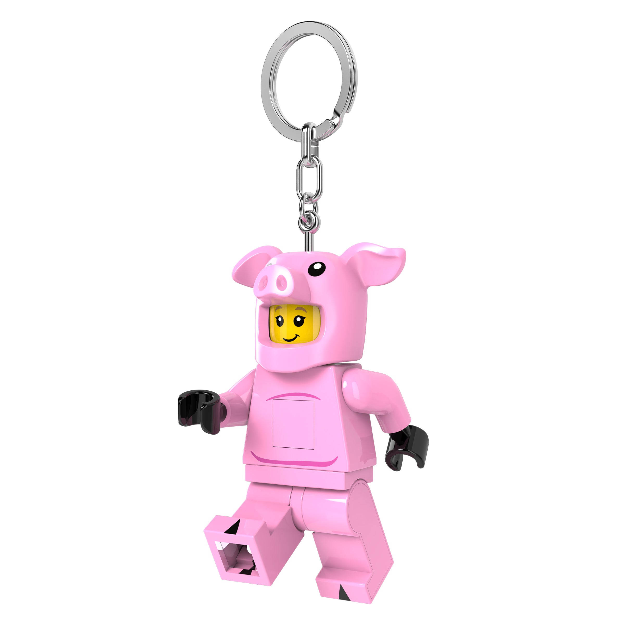 MOB brelok LEGO minifigurka świnka różowa z metalowym pierścieniem do kluczy