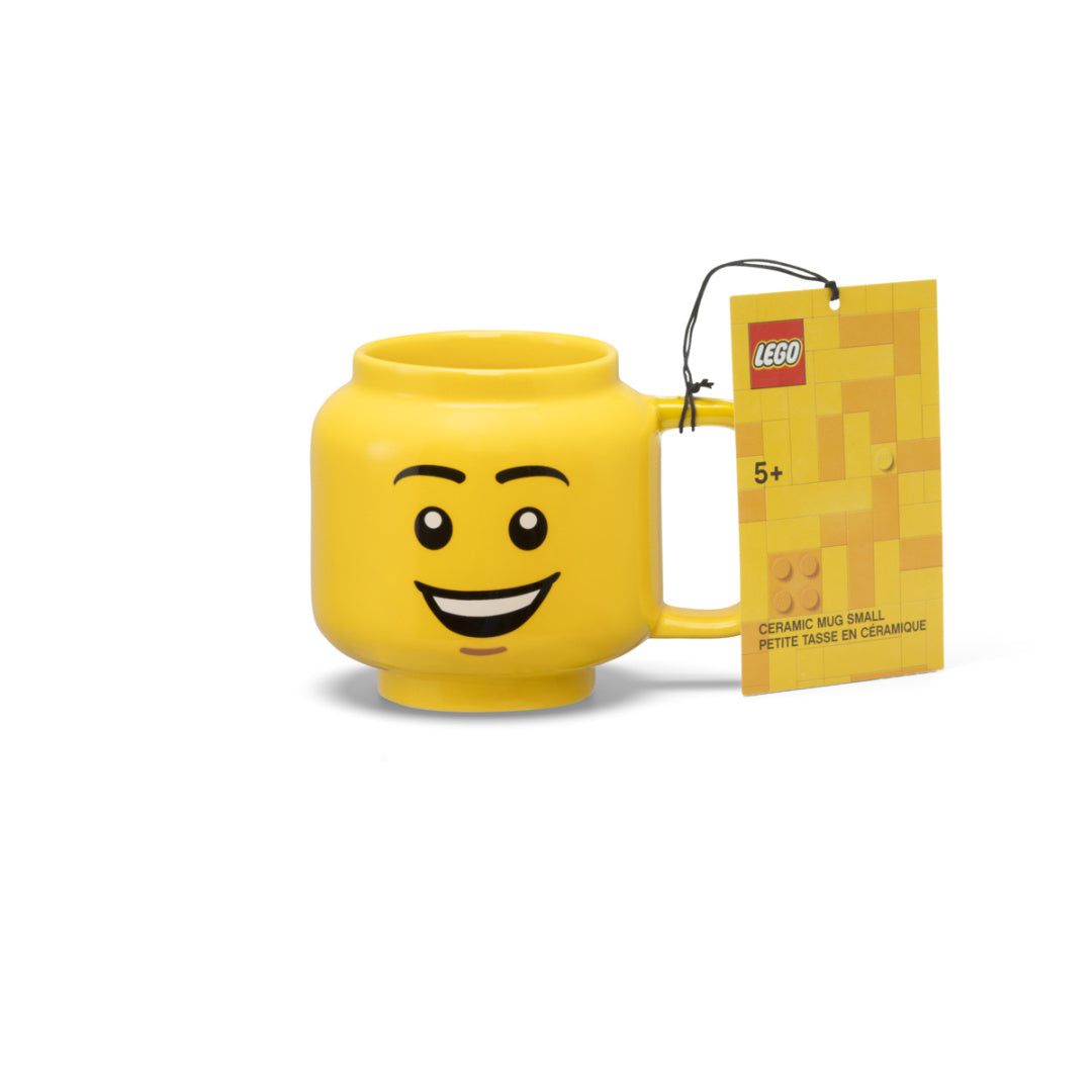 Kubek LEGO chłopiec żółty ceramiczny z uśmiechniętą twarzą LEGO dla dzieci