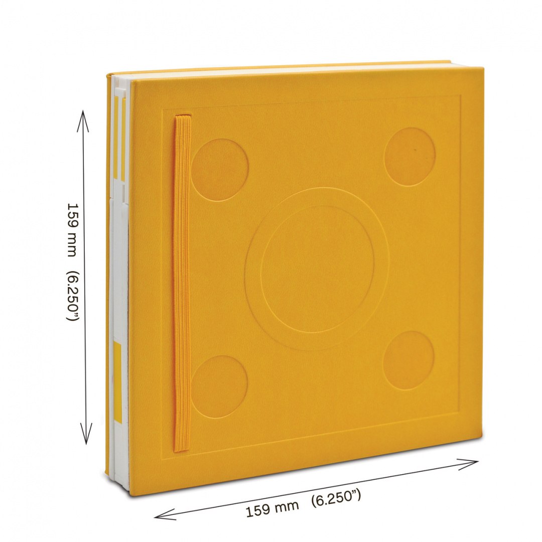 Notatnik LEGO żółty o wymiarach 159x159 mm z elastyczną opaską na okładce