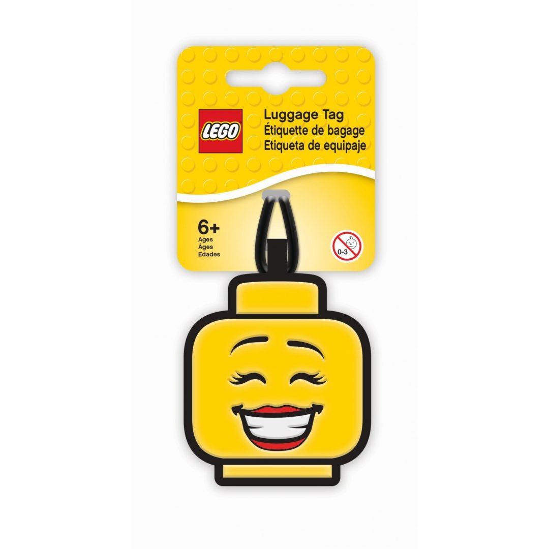 Zabawna zawieszka do plecaka LEGO dziewczynka w kształcie uśmiechniętej główki LEGO