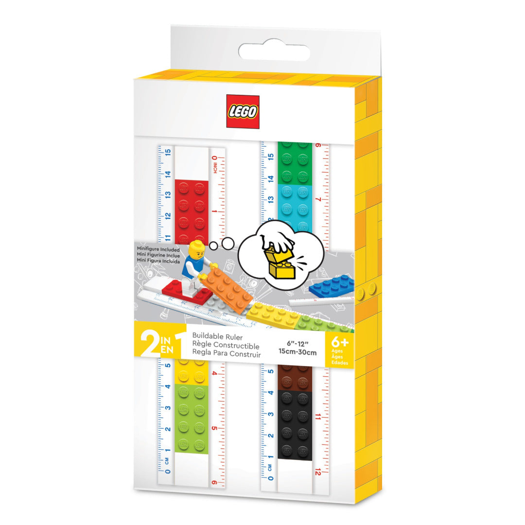 Linijka LEGO do zbudowania w zestawie 2 w 1 z kolorowymi klockami konstrukcyjnymi i figurką
