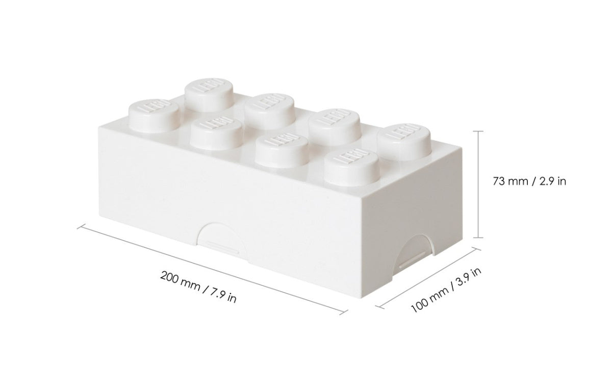 Lunchbox klocek LEGO w kolorze białym o wymiarach 200x100x73 mm od BV JACOB COMPANY