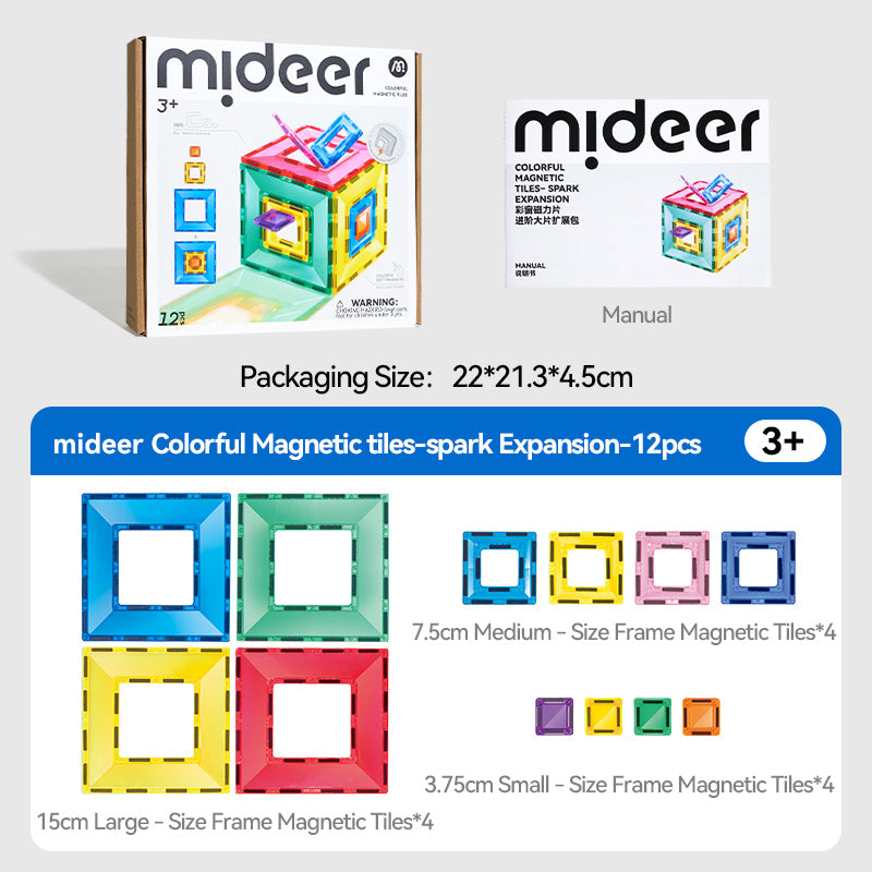Magnetic blocks mideer - colorful squares (12 pcs)