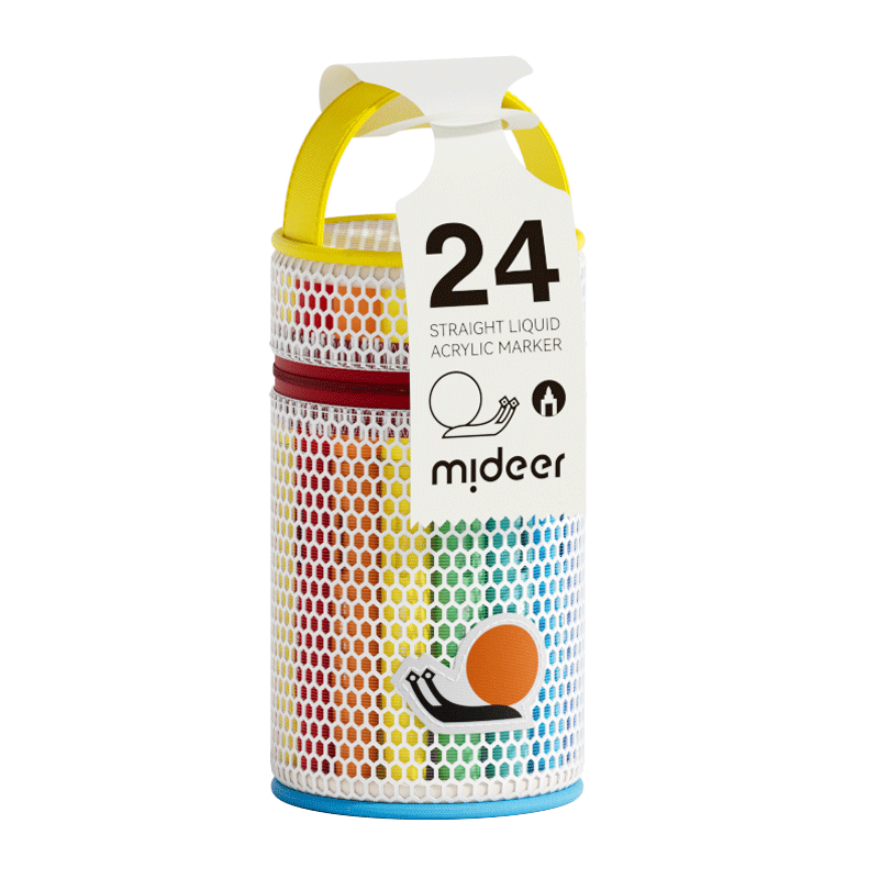 Liquid acrylic markers with a brush tip mideer – 24 colors in a tube