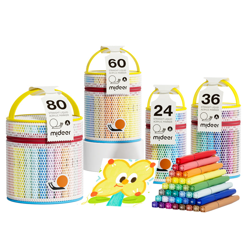 Markery akrylowe płynne z pędzelkową końcówką mideer – 80 kolorów w tubie
