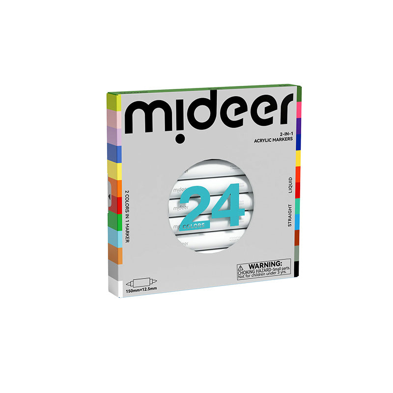Markery akrylowe dwustronne 2w1 mideer – 24 kolory