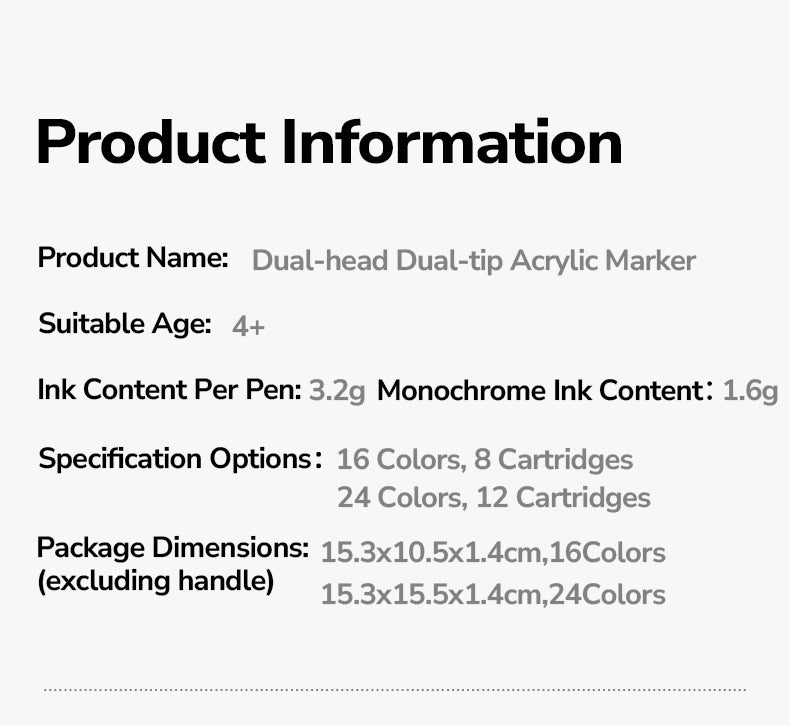 Markery akrylowe dwustronne 2w1 mideer – 24 kolory