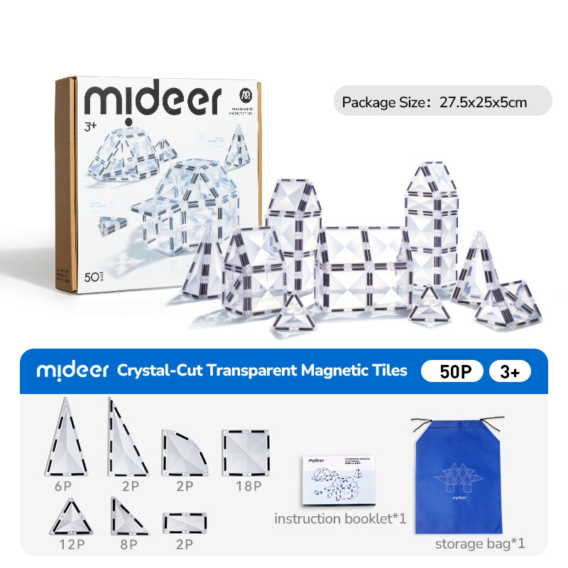 Mideer magnetic blocks - transparent diamonds (50 pcs)