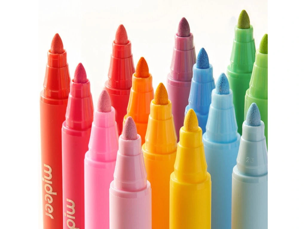 Zestaw markery akrylowe 12 kolorów Yamann z kolorowymi końcówkami do rysowania i malowania