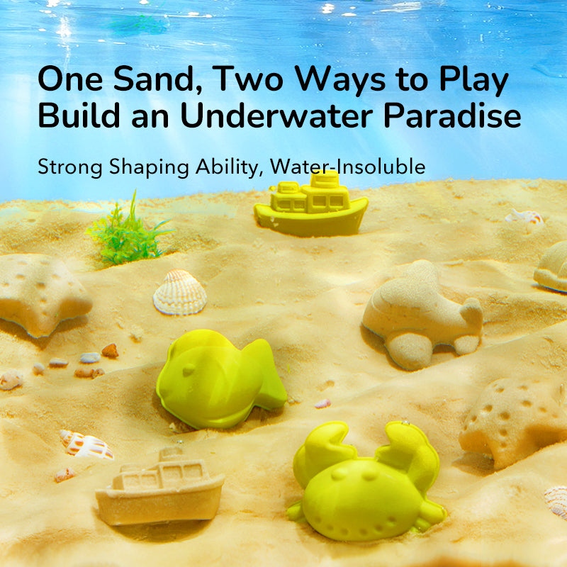 Mały piasek magiczny z piaskownicą i akcesoriami mideer – plaża