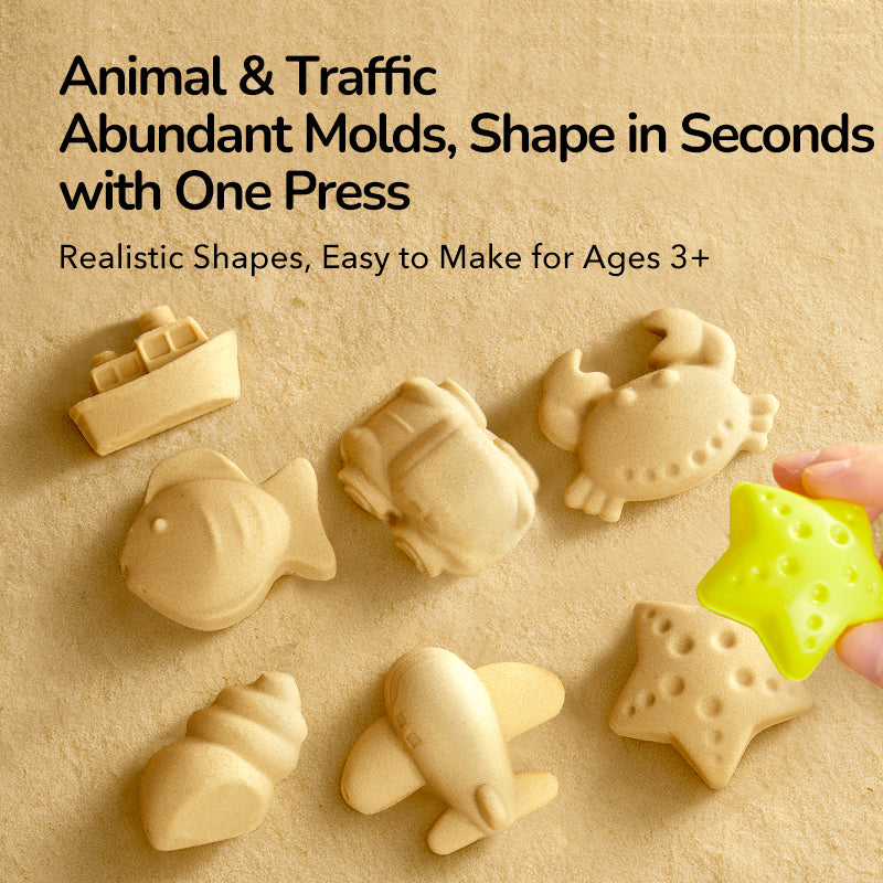 Mały piasek magiczny z piaskownicą i akcesoriami mideer – plaża