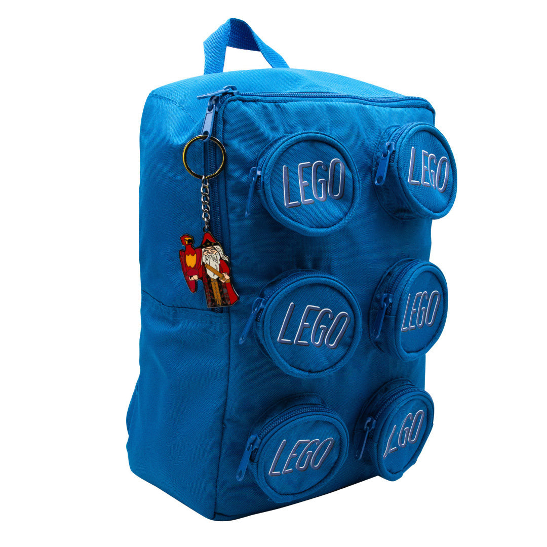 Niebieski plecak LEGO z brelok LEGO Harry Potter Dumbledore przy zamku na suwak