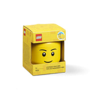 Pojemnik LEGO głowa chłopiec żółty w opakowaniu, idealny na przechowywanie akcesoriów