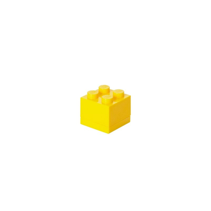 Minipudełko LEGO żółte w kształcie klocka do przechowywania drobnych elementów