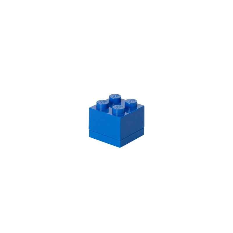 Minipudełko klocek LEGO niebieski wykonany z tworzywa sztucznego do przechowywania drobnych przedmiotów