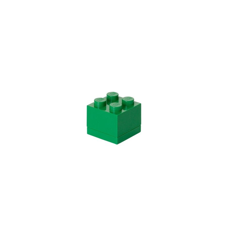 minipudełko LEGO zielone w kształcie klocka do przechowywania drobnych elementów
