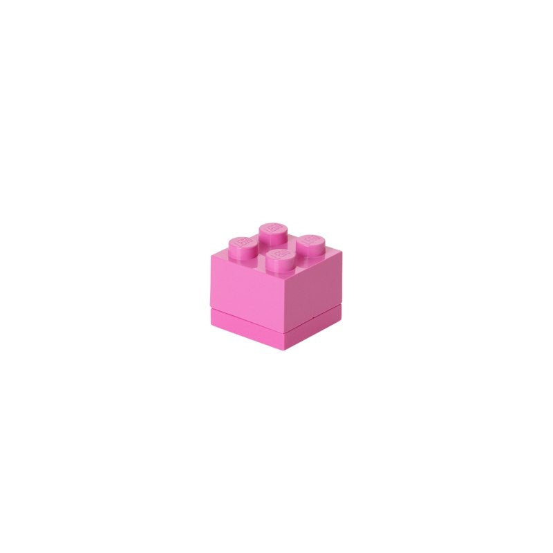 Minipudełko LEGO różowe w kształcie bloku z czterema wypustkami idealne do przechowywania drobiazgów