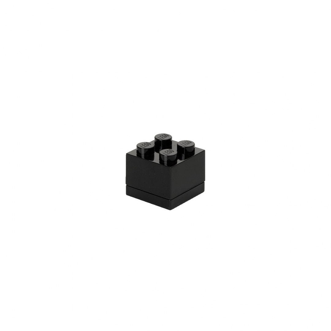 Czarne minipudełko LEGO czarne w kształcie klocka z czterema wypustkami