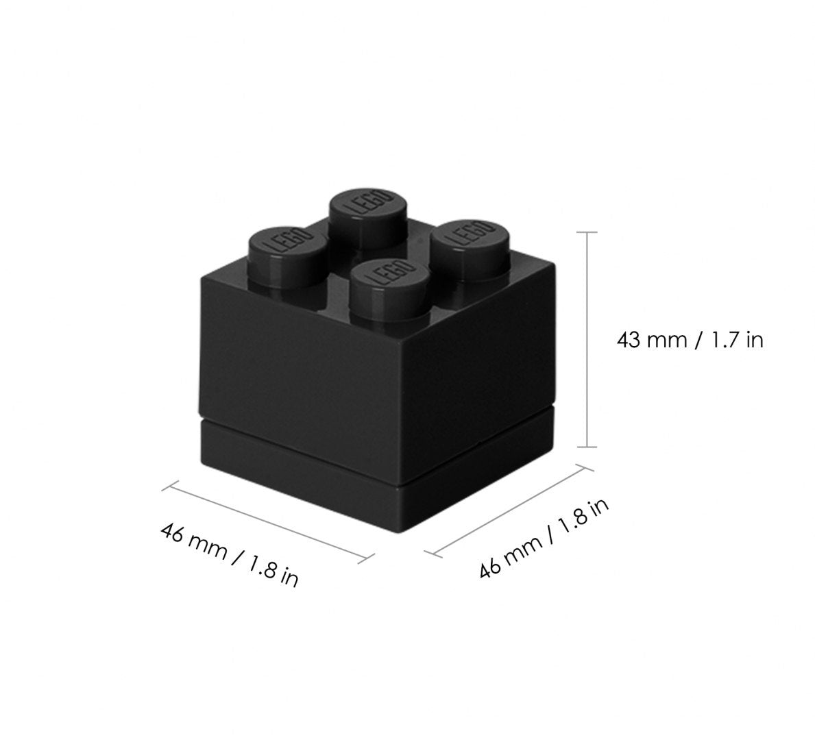 czarne minipudełko LEGO czarne z wymiarami 46x46x43 mm od BV JACOB COMPANY