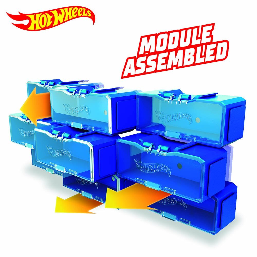 Modułowa walizka Hot Wheels w kolorze niebieskim z możliwością łączenia modułów