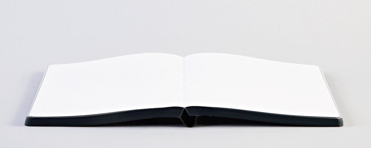 Otwarty notatnik Future Plans z pustymi białymi stronami na jasnym tle od BV JACOB COMPANY