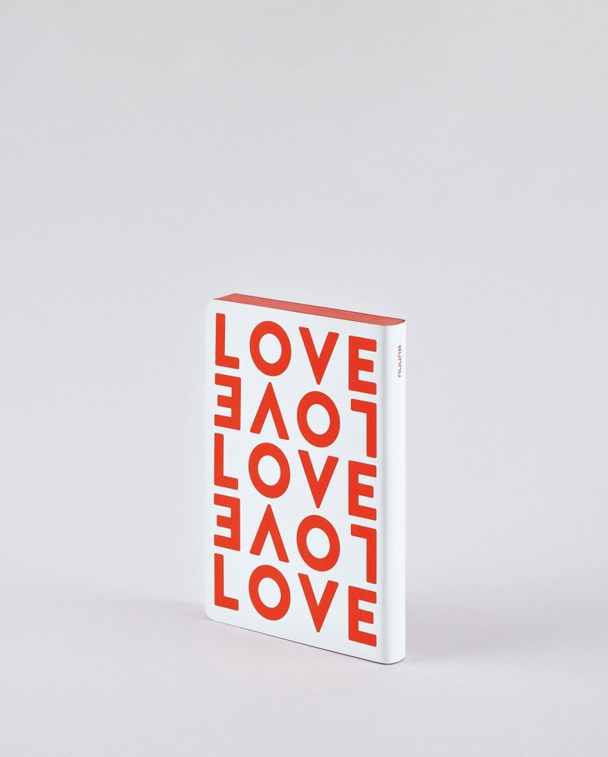 notatnik love BV JACOB COMPANY biały z czerwonym napisem love na okładce