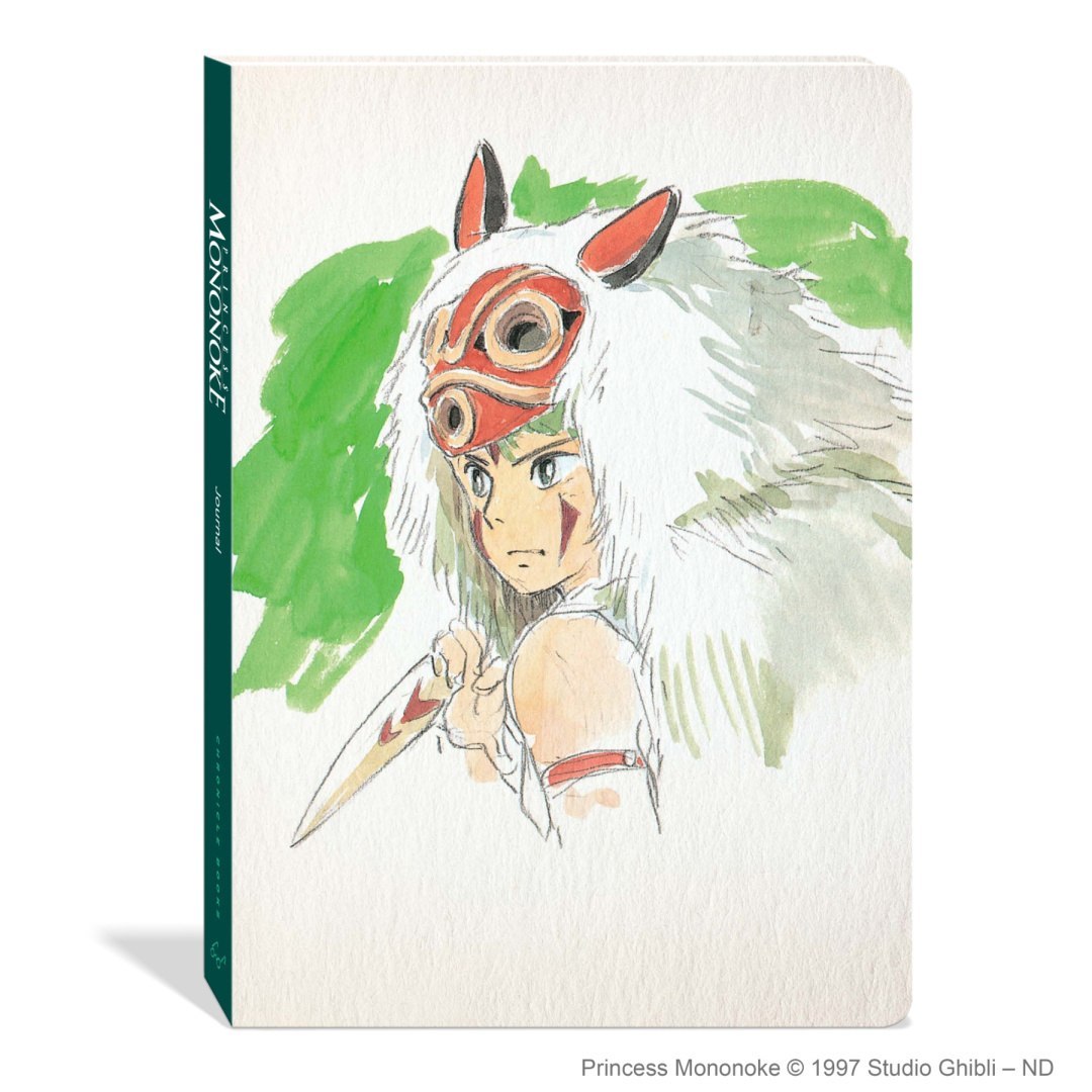 Notatnik Księżniczka Mononoke z ilustracją postaci San w masce wilka i nożem