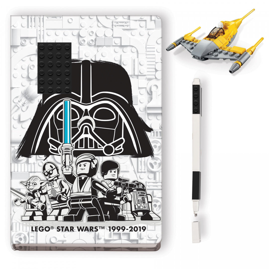 notatnik LEGO Star Wars Naboo z motywem bohaterów Star Wars i model statku kosmicznego