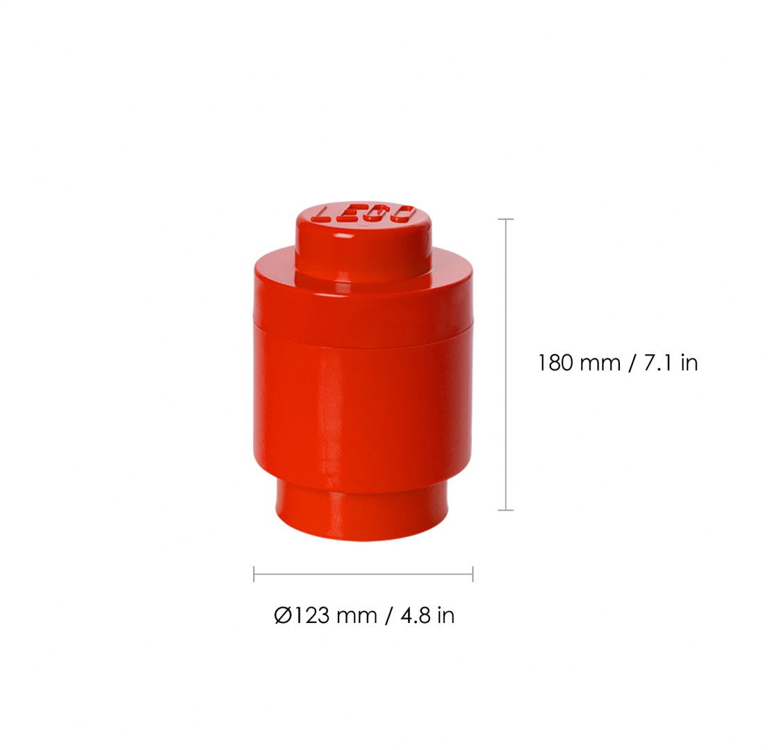 Pojemnik klocek LEGO czerwony o wymiarach 180 mm wysokości i 123 mm średnicy od BV JACOB COMPANY