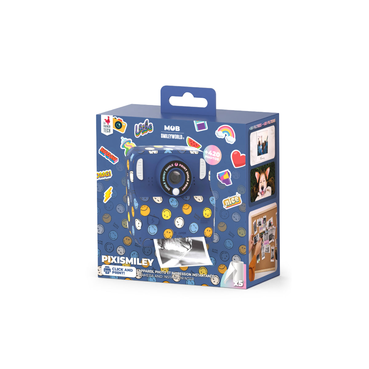 PixiSmiley MOB digital camera with printing function – blue