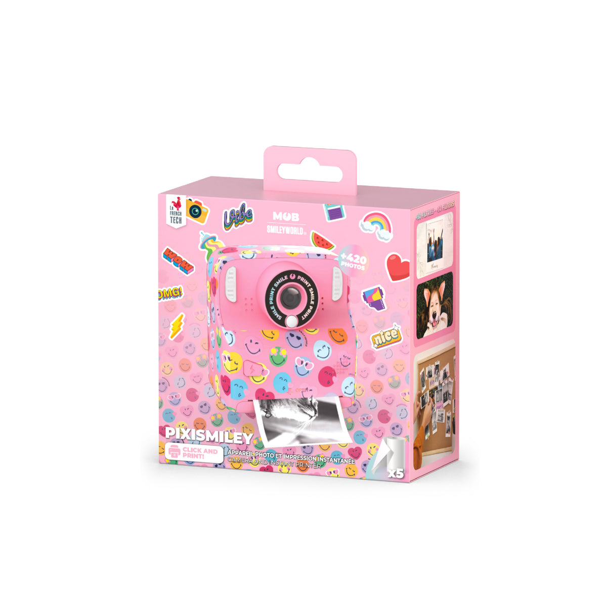 PixiSmiley MOB digital camera with printing function – pink